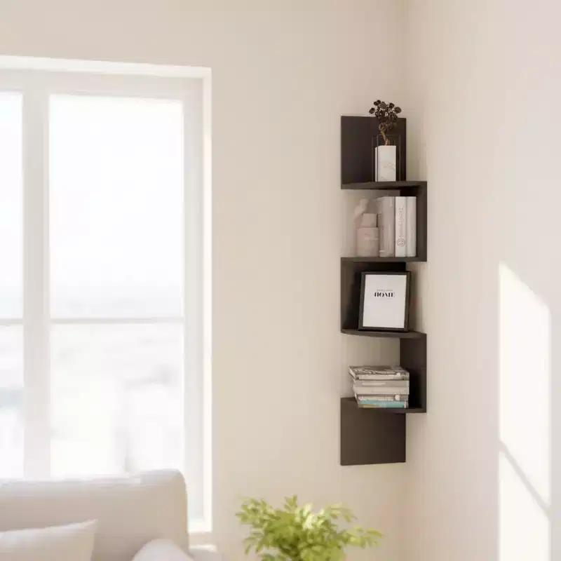 Homy Casa Modern 4-Tier Wall Mounted Corner Shelf, Space-Saving Display Storage