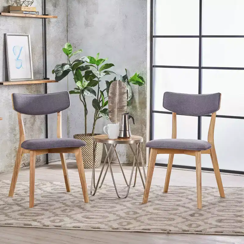 GDFStudio Crystal Rubberwood Upholstered Dining Chairs (Set of 2)