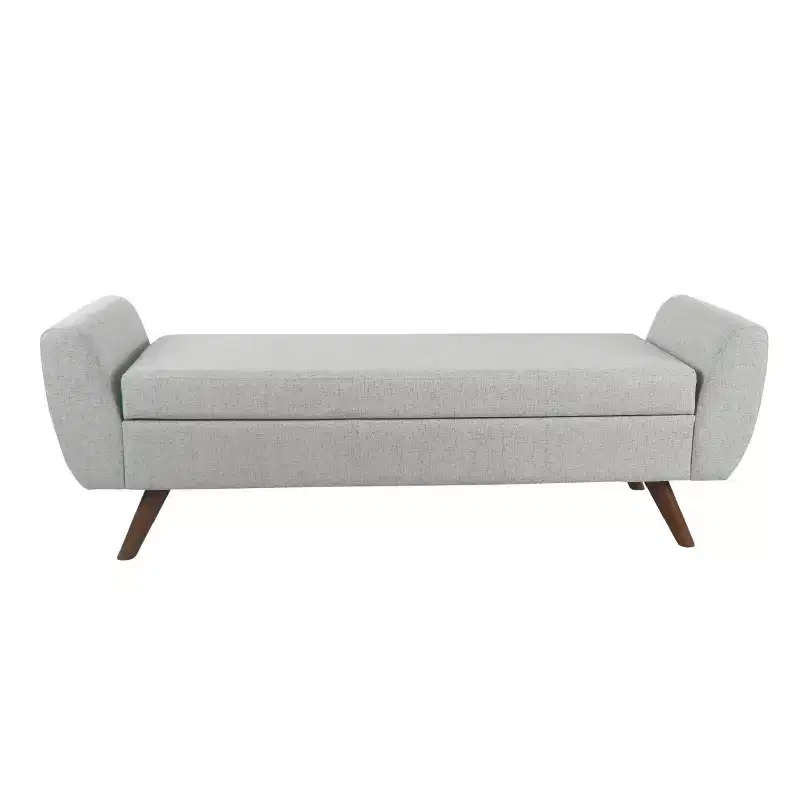 60 Storage Bench Ottoman,Woven Fabric Bench with Arms,Lift Top Storage Compartment,Storage Ottoman for Living Room,Bedroom,Entryway