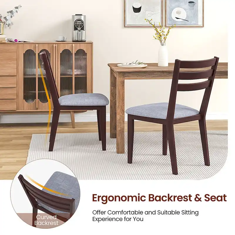 Gymax Upholstered Dining Chair Set of 4 Armless Cushioned Seat Hollow