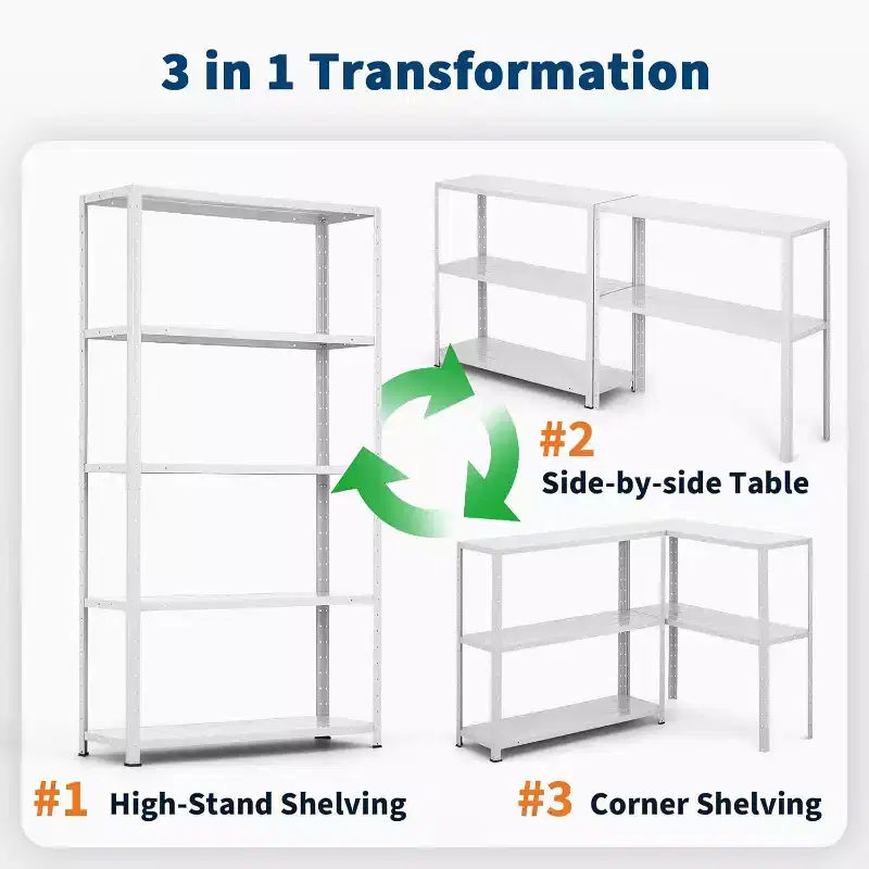 COZONY Adjustable Storage Shelves, Metal Shelf Organizer Unit for Garage Bedroom Living Room Office Closet