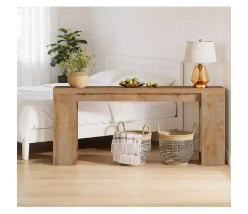 Farmhouse Wood End Table – Rustic Side Table with Storage, 70.87