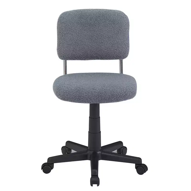 White Faux Fur Armless Swivel Chair for 1