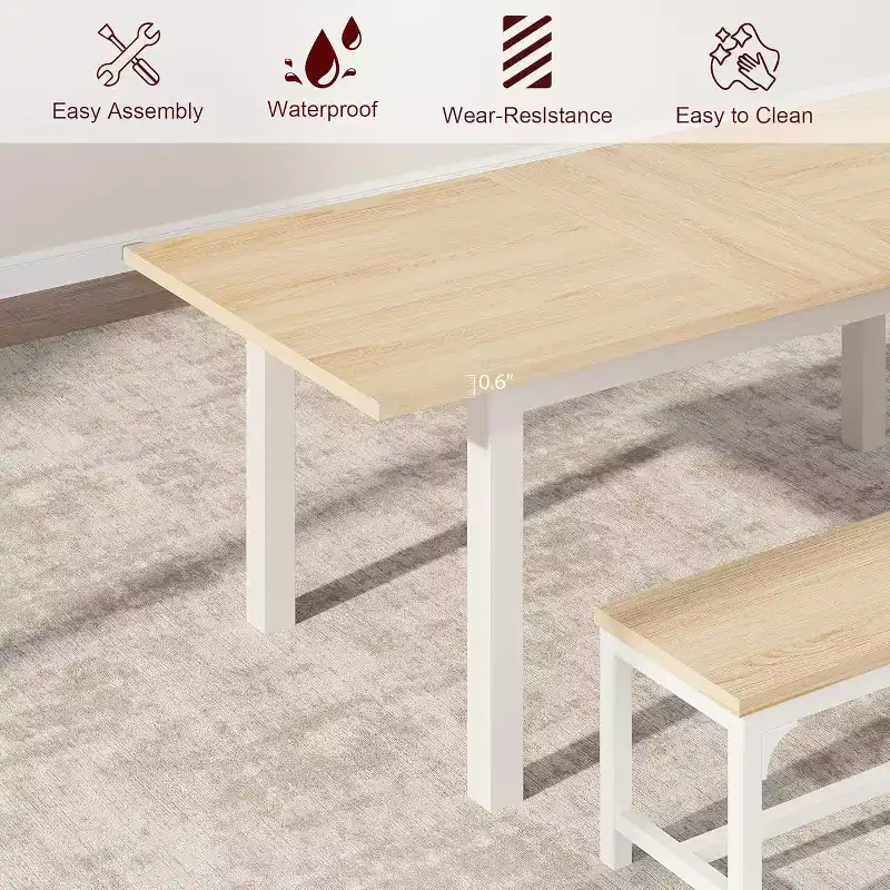 Off-White Extendable Dining Table, Wood Top, Seats 4–8