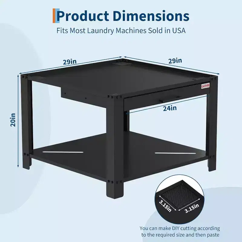 29 Wide Washer and Dryer Pedestals with Basket Shelf, 20 Hight Laundry Pedestal with Adjustable Anti-Vibration Pads, 800 lbs Capacity,Black