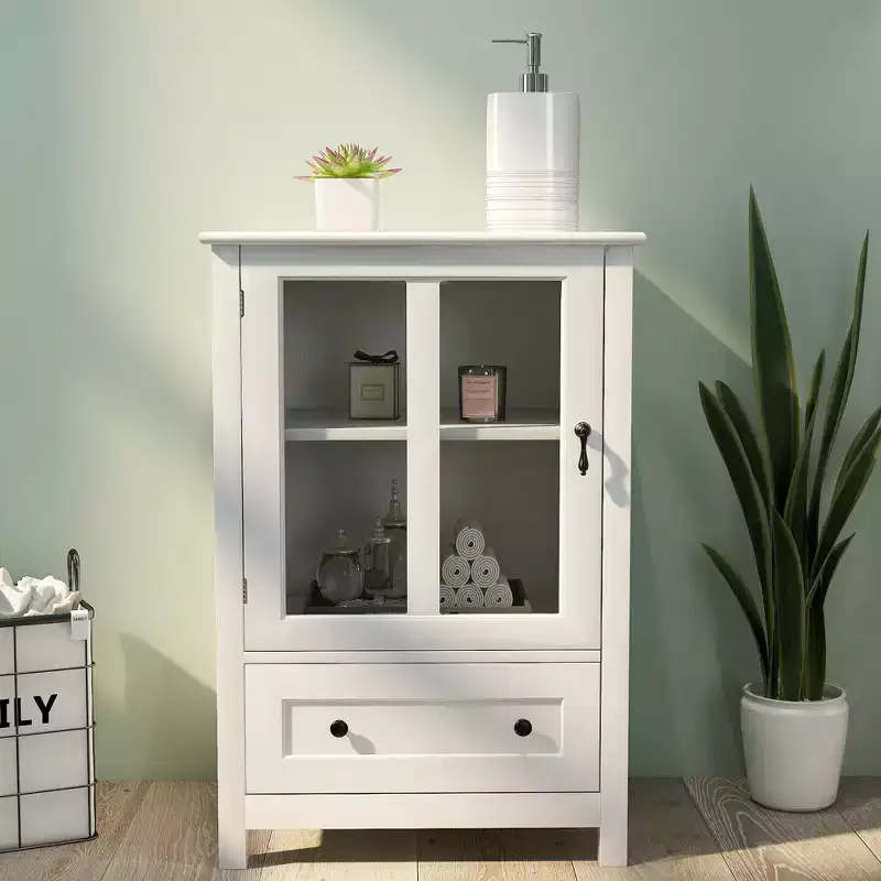 Modern 22 Buffet Storage Cabinet with Glass Doors