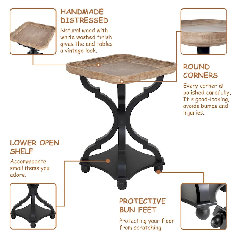 Rustic Farmhouse Tray Top End Table
