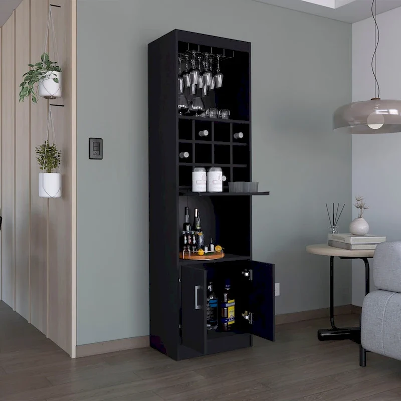 71-Inch 5-Tier Bar Cabinet with Wine Rack & Stemware Holder