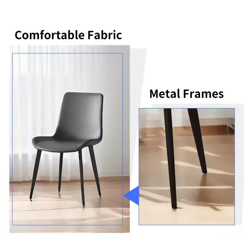 2pk Modern Faux Leather Dining Chairs with Cushioned Seats & Metal Legs