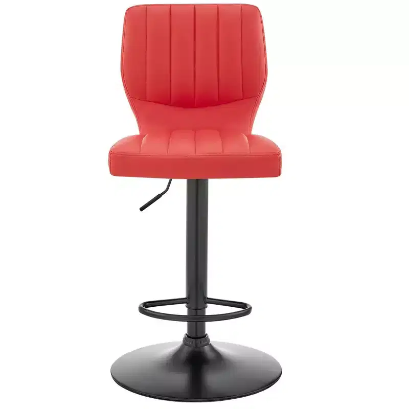 Bardot Adjustable Barstool with Faux Leather and Metal Finish - Armen Living