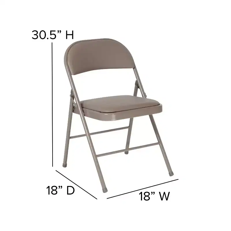 Beige / Gray Padded Vinyl Folding Chair – Set of 2