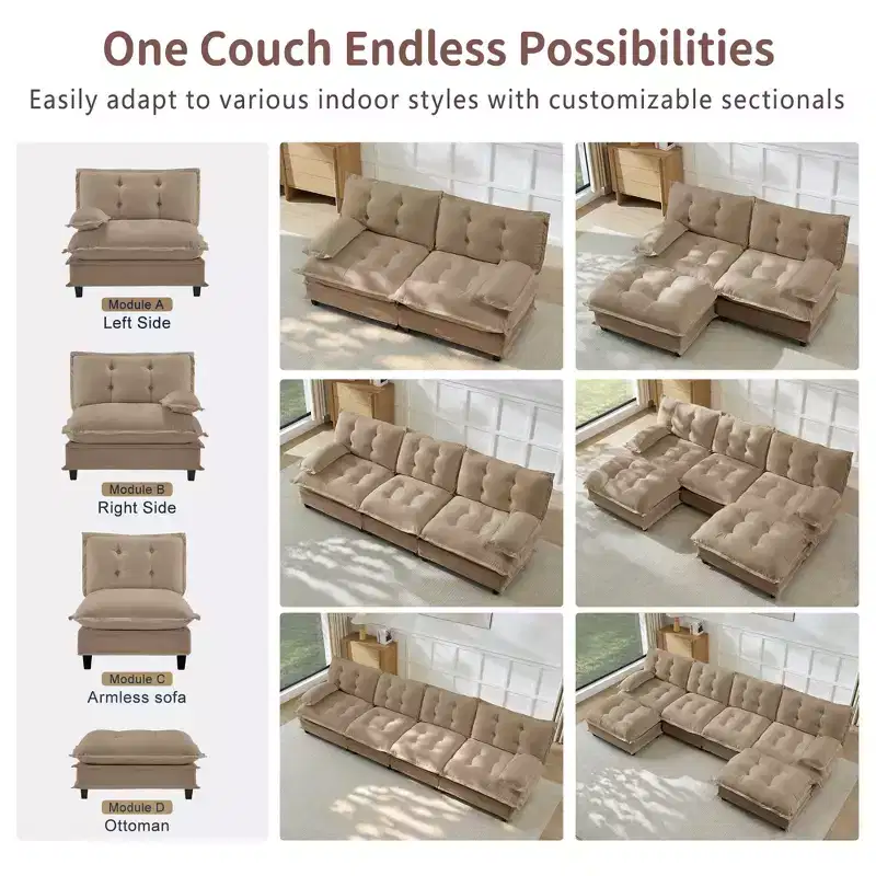 GDFStudio Havenridge Modular 107  U Chenille Sectional Sofa