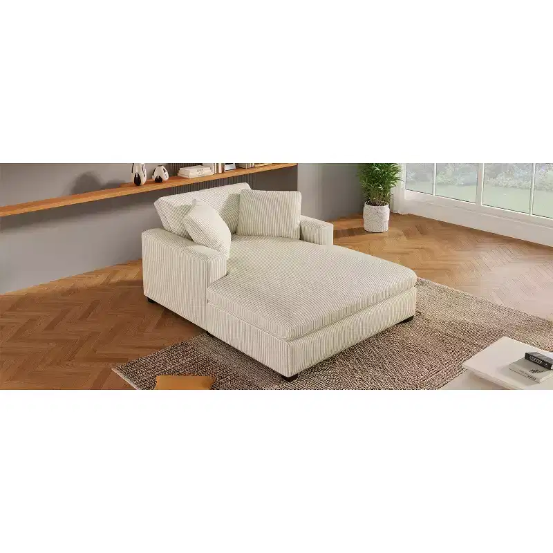 Oversized Chaise Lounge Chair 53.5W x 70.9D, Classic Soft Fabric Armchair with Solid Wood Legs, Comfortable Seating, Easy Assembly