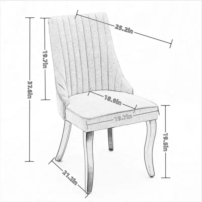 CLIHOME Set of 2 Rayon Cloth Flocking Linen Dining Chairs Channel Kitchen Dinner Chair Comfy Fabric Upholstered Accent Chair