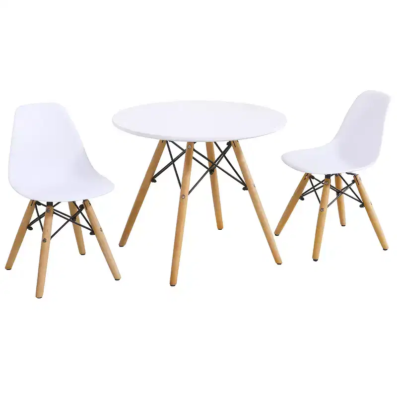 Costway Kids Table & 2 Chairs Set Solid Construction Mid-Century Dining Table Toddler