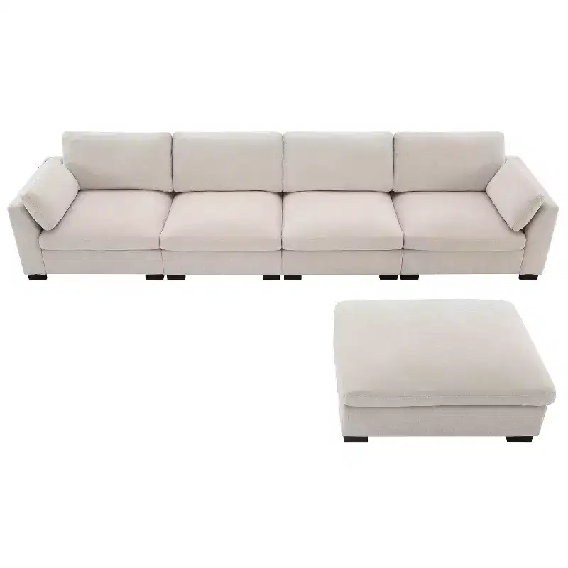 Merax 5-Seat Chenille Upholstery L-Shaped Modular Sectional Sofa