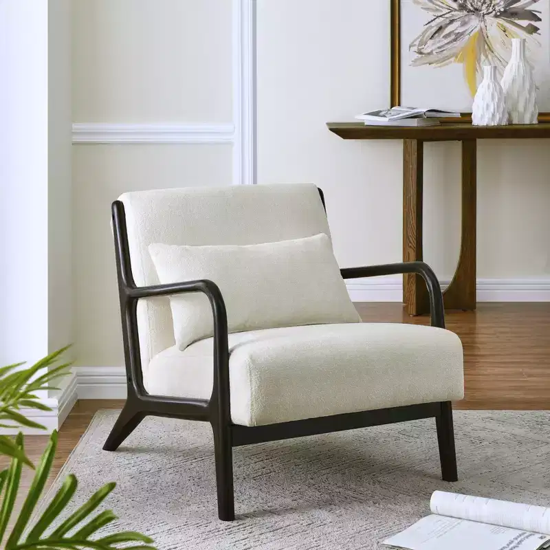 Mid-Century Modern Accent Chair with Removable Lumbar Pillow - 8.25