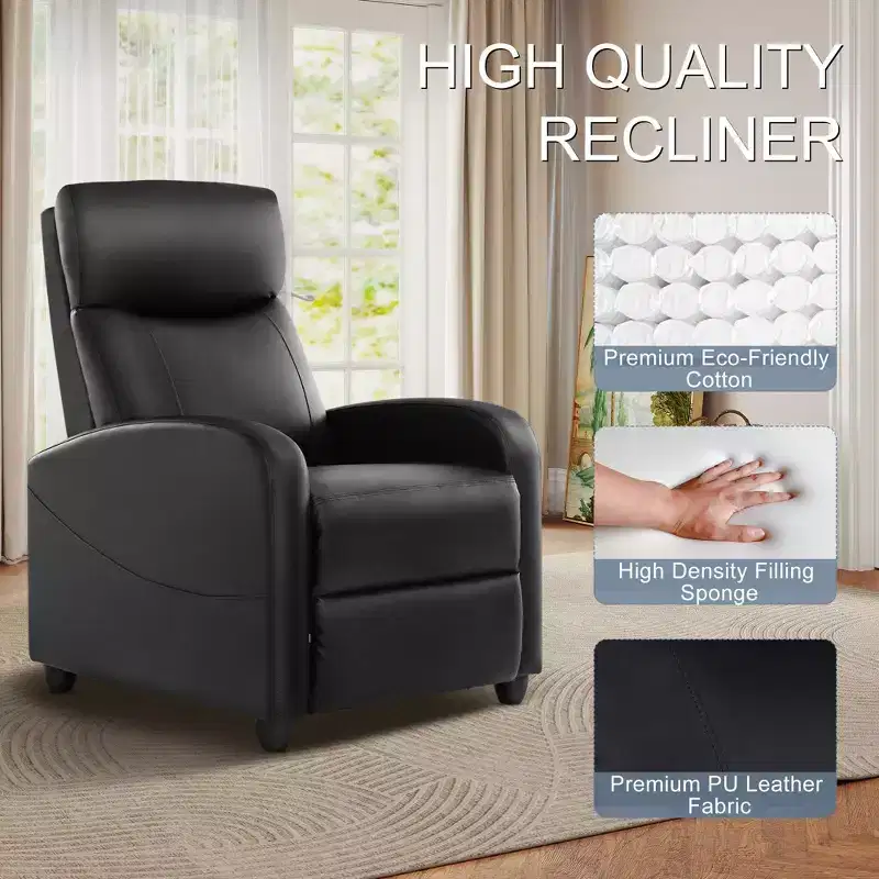 JIONJOY Push Back Recliner Chair - Living Room Home Theater Seat with Lumbar Support, 160 Recline, Overstuffed Cushion
