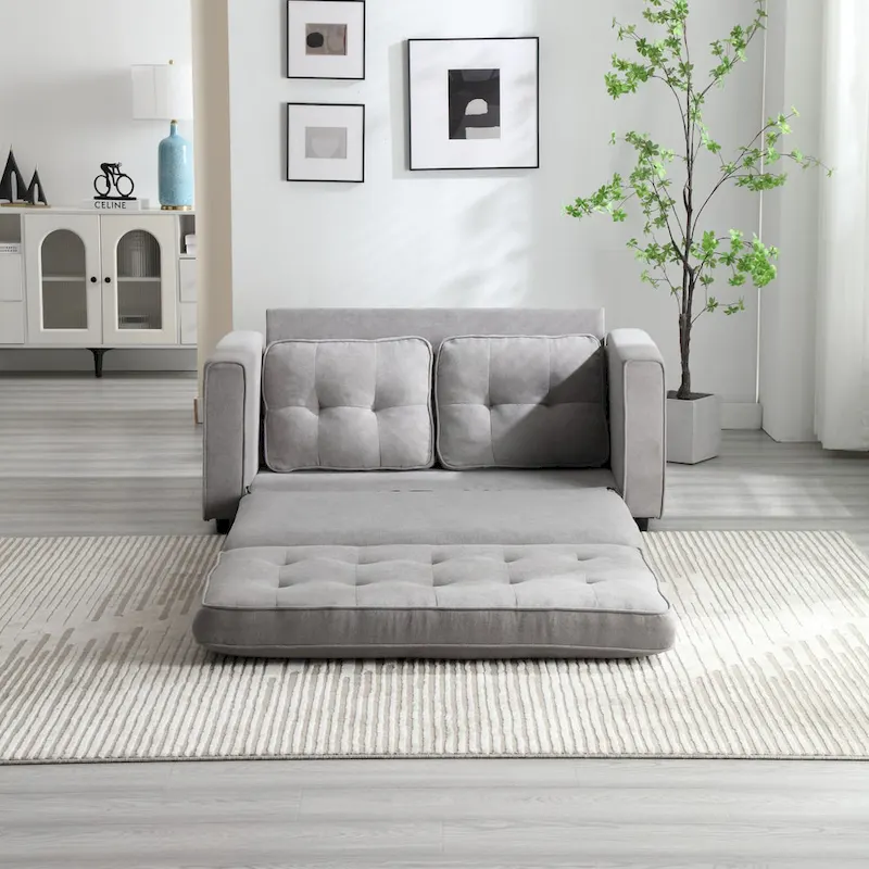 3 Fold Velvet Sofa,Convertible Sleeper Sofabed with Pull Out Couch Bed