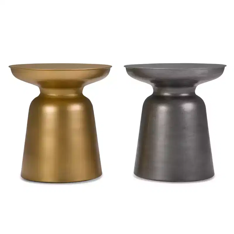Round Metal Accent Side Table – Silver / Gold / Antique Copper / Gold-Black Ombré – 1 Piece