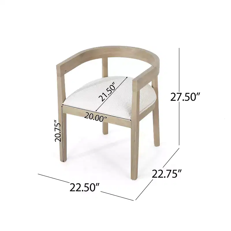 GDFStudio Ladieu Rustic Fabric Upholstered Wood 5 Piece Dining Set