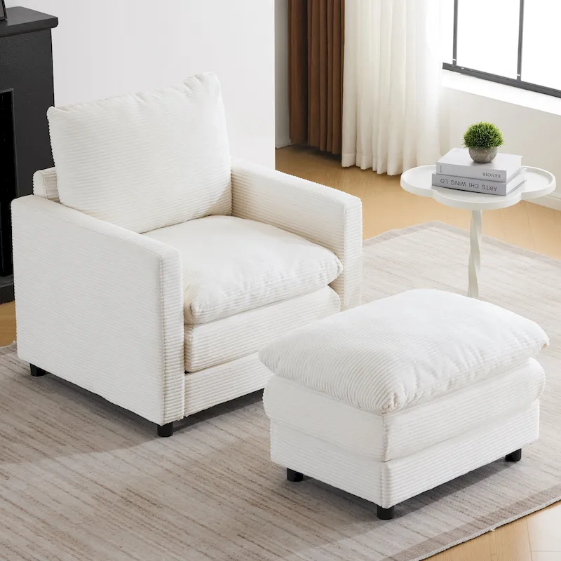 Christopher Knight Home - Clara Oversized Corduroy Armchair with Ottoman