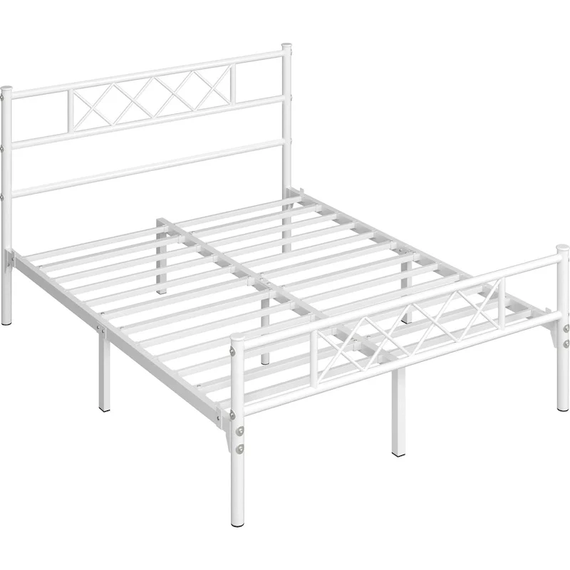 Metal Bed Frame with Slatted Base