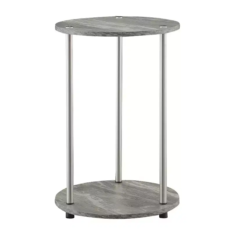 22 in.H Gray Color Round Metal Table Top End Table 1 -piece