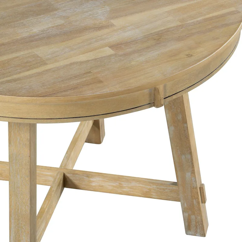 Round Extendable Wood Kitchen Dining Table with 16 Leaf