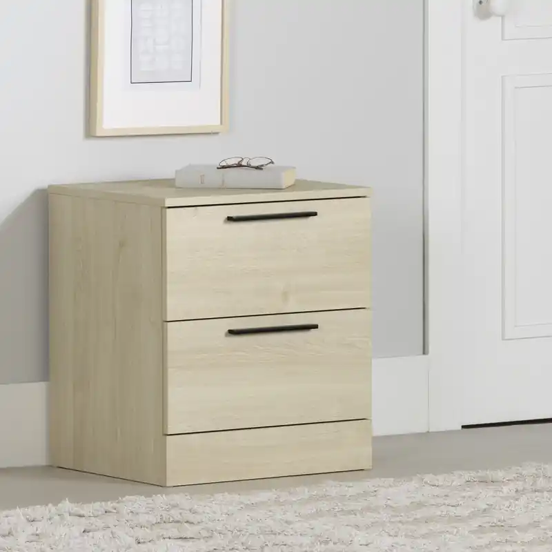 2-drawer Nightstand - Bleached Oak