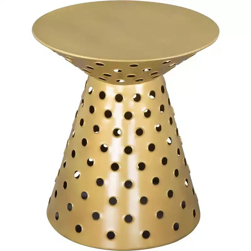 Iron Pedestal Side Table, Gold, 220 lb Capacity