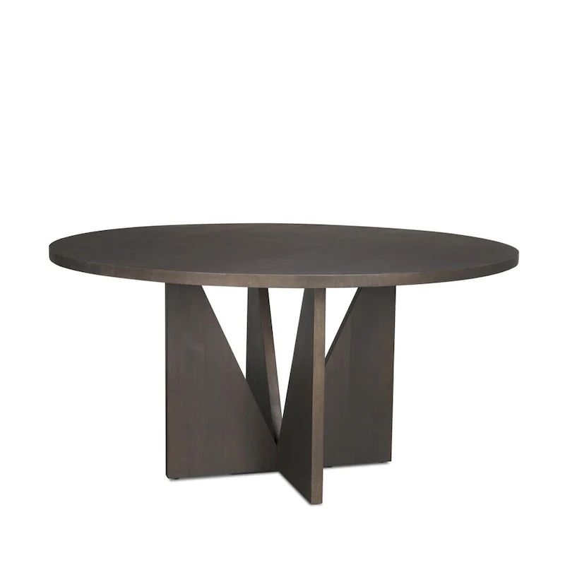 60 Round Textured Espresso Wood w/ Geometrical Base Dining Table - 60.0L x 60.0W x 30.0H