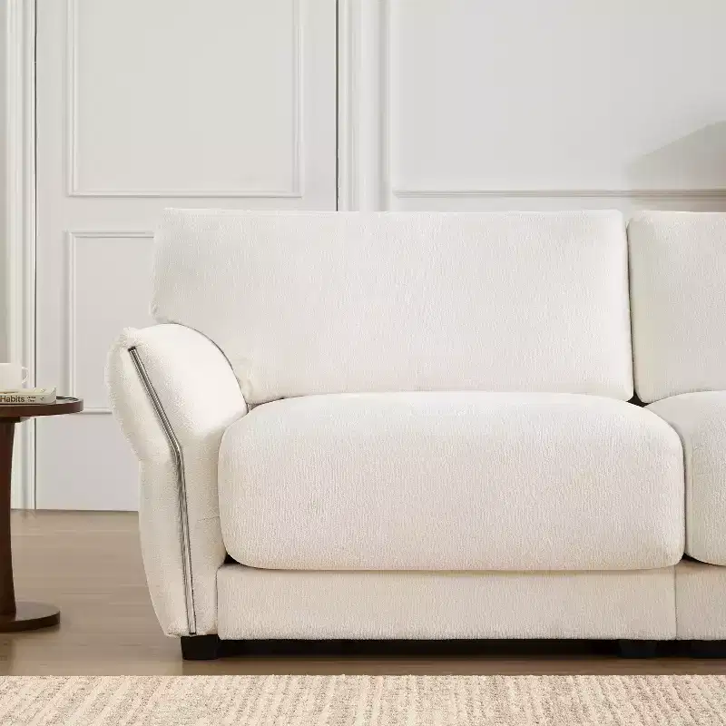 L-Shaped Sectional Sofa Set with Ottoman, 3-Seat Chenille Couch with Extra-Wide Seat and USB, 110