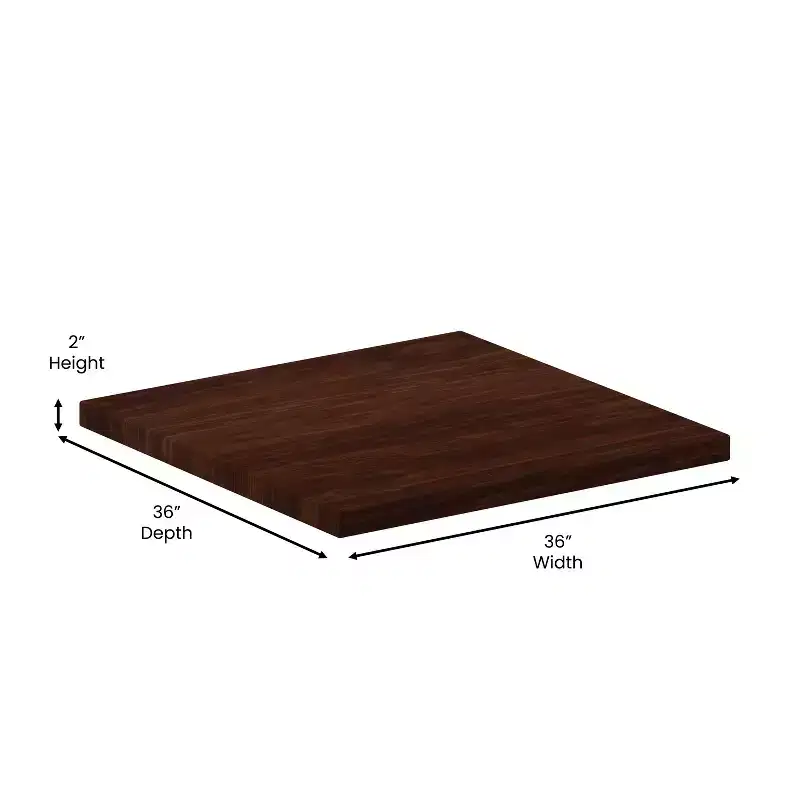Emma and Oliver 36 Square High-Gloss Resin Table Top with 2 Thick Drop-Lip