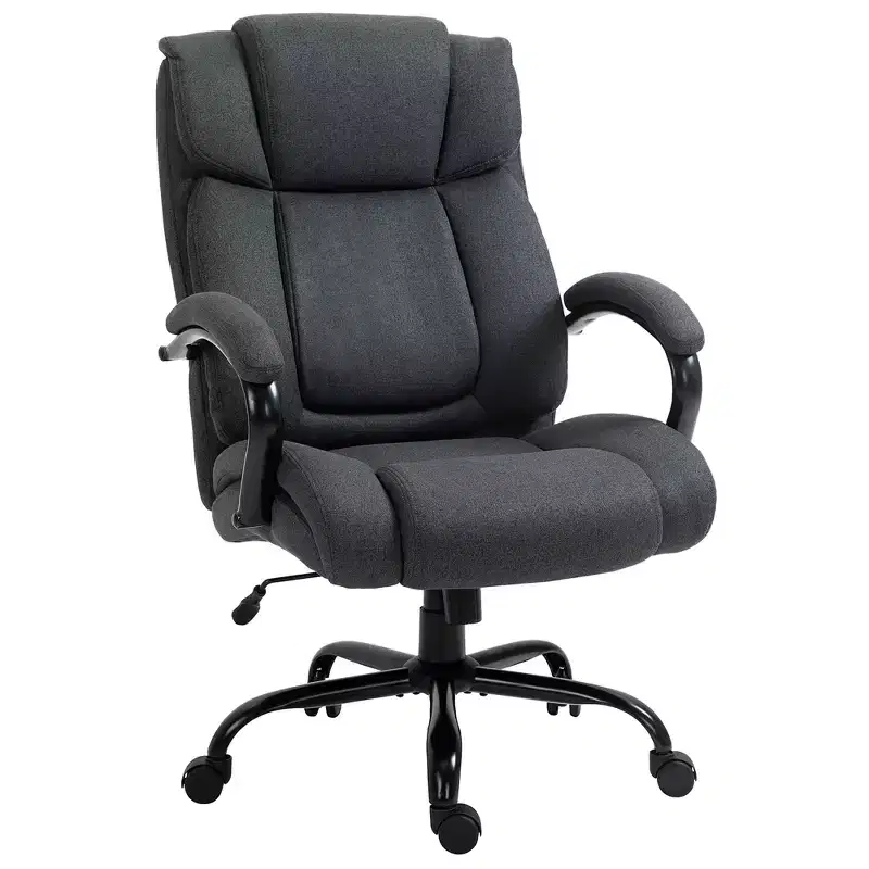 Vinsetto High Back Big and Tall Executive Office Chair 485lbs with Wide Seat Computer Desk Chair with Linen Fabric Swivel Wheels
