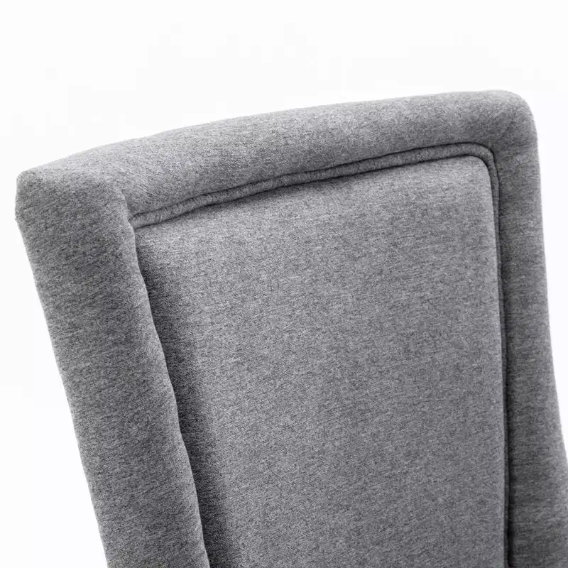 Okak Retro Dining Chairs Set of 2, Comfy Fabric Chairs with Thick Cushions, Kitchen Side Chairs with Solid Wood Legs Bronze Nail Head