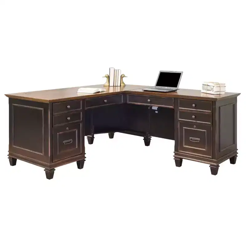 Hartford L Shaped Pedestal Desk - Martin Furniture