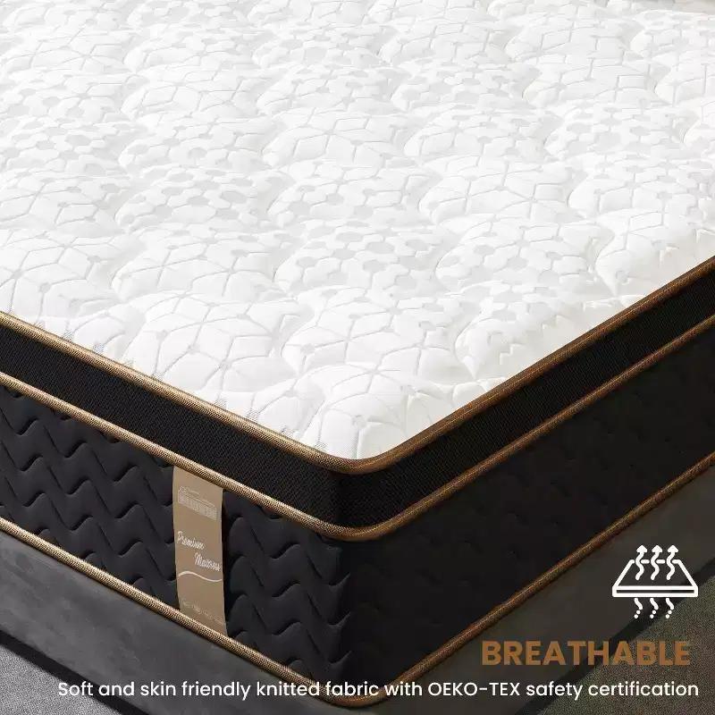 10 King Plush Hybrid Mattresses with Independently Encased Coils and Gel Memory Foam Fiberglass-Free