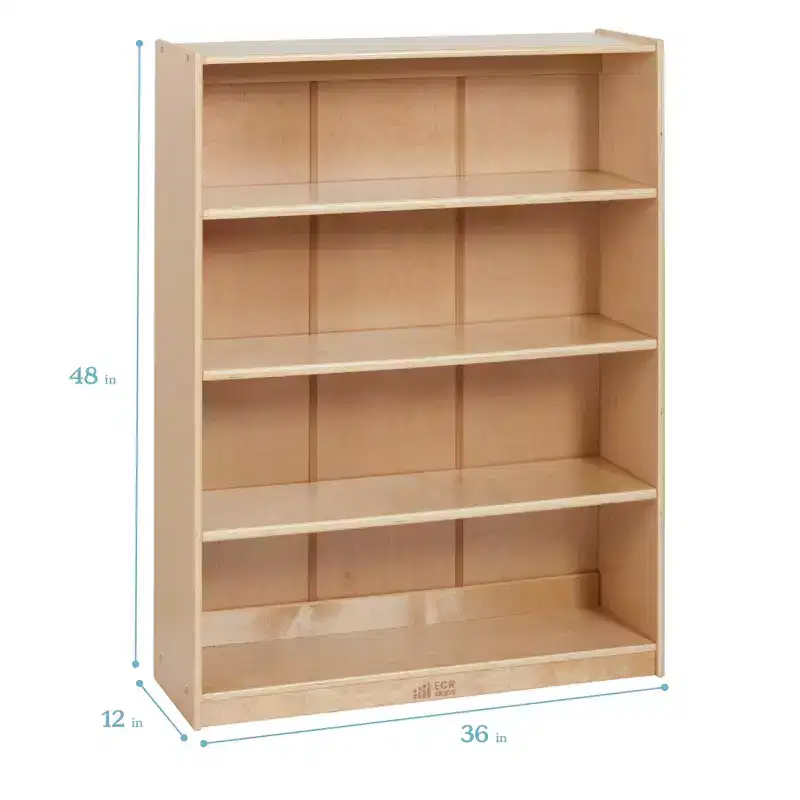 ECR4Kids Wooden Classic Bookcase with Adjustable Shelves, 48in, Classroom Bookshelf