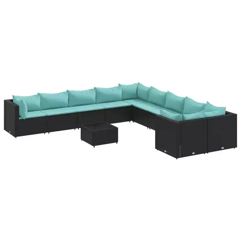 vidaXL Patio Sofa Set with Cushions Poly Rattan