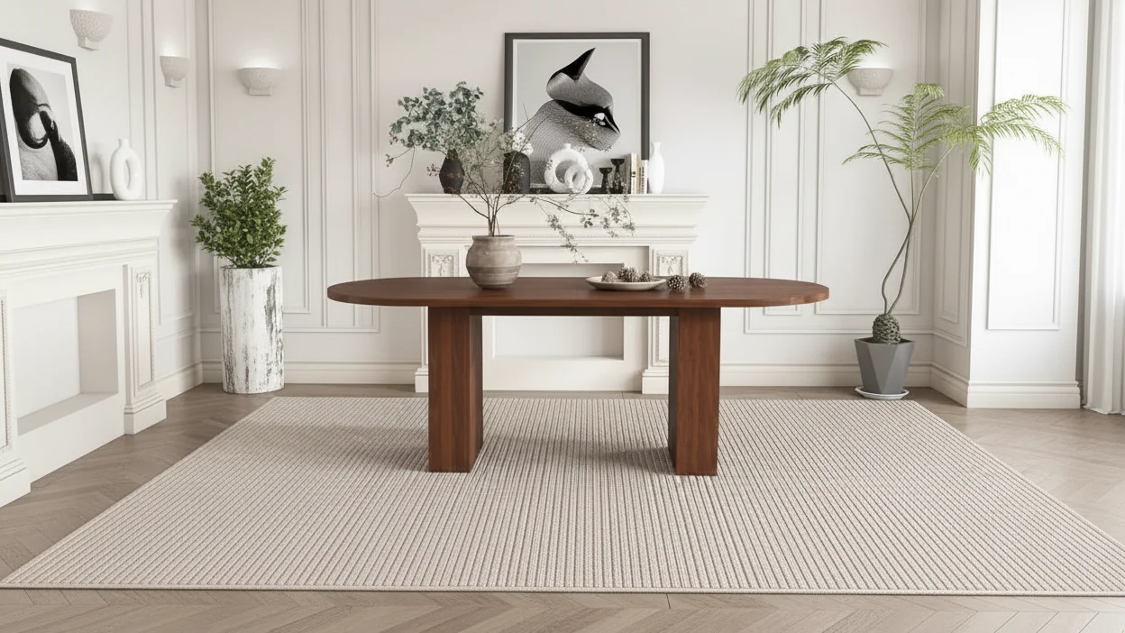 62.9 Oval Dining Table for 6 Walnut Veneer MDF Tabletop with MDF Base Modern Farmhouse Dininghouse Table with Waterproof Scratch Resistant Surface