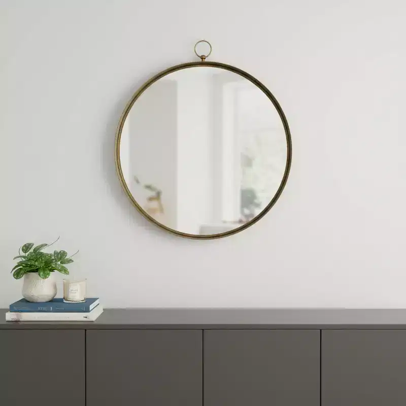 HomeRoots 28 Gold Round Iron Framed Accent Mirror