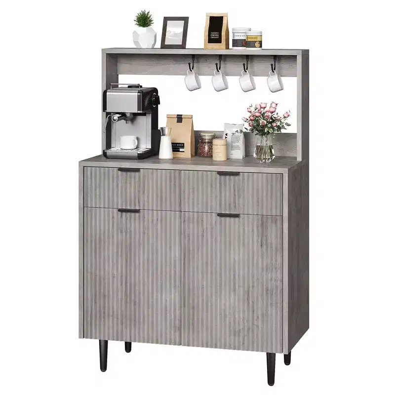 2-Door Sideboard Buffet Cabinet with 2 Drawers, Wood Storage Cabinet for Dining Room, Kitchen, and Living Room, Coffee Bar Console Table