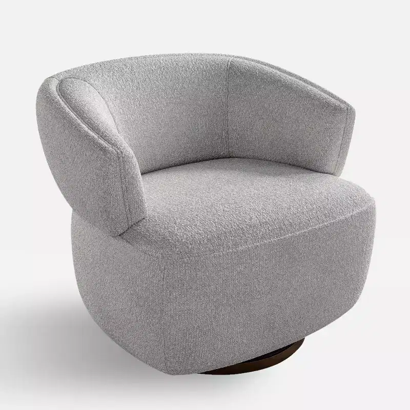 Fully Assembled Barrel Swivel Accent Chair, High-Density Foam, Stain-Resistant Fabric