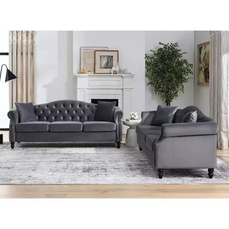 Enhanced Comfort Velvet 3-Seater + 3-Seater Modular Sofa Combination