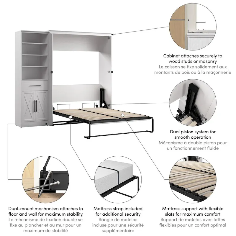 Key West Full Murphy Bed with Closet Wardrobe (88W) by Bestar