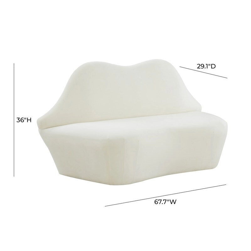 Lips Velvet Settee - 67.7W x 29.1D x 36H
