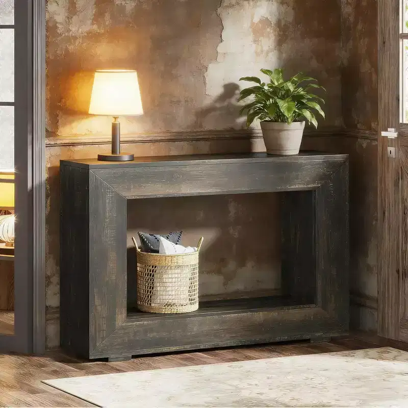 Farmhouse Console Table, Rustic Wood Entryway Sofa Table with Storage