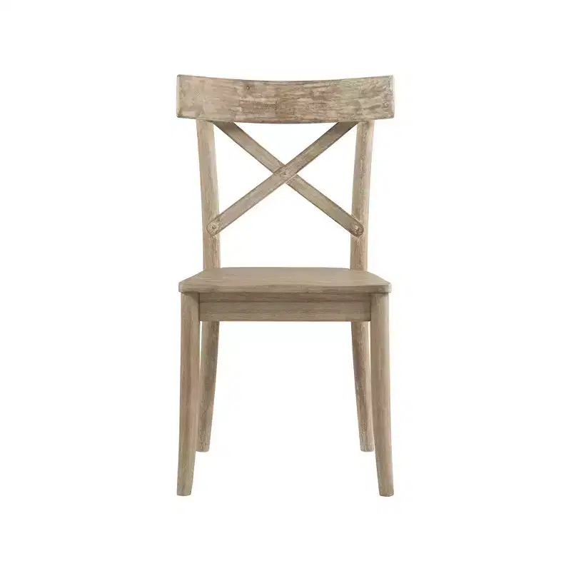 2pc Keaton X Back Wooden Side Chair Set Beach - Picket House Furnishings: Mid-Century Modern, Solid Wood Frame