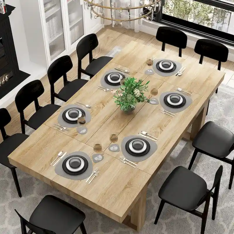 Oak/Black Rectangular Conference Table, 86.6